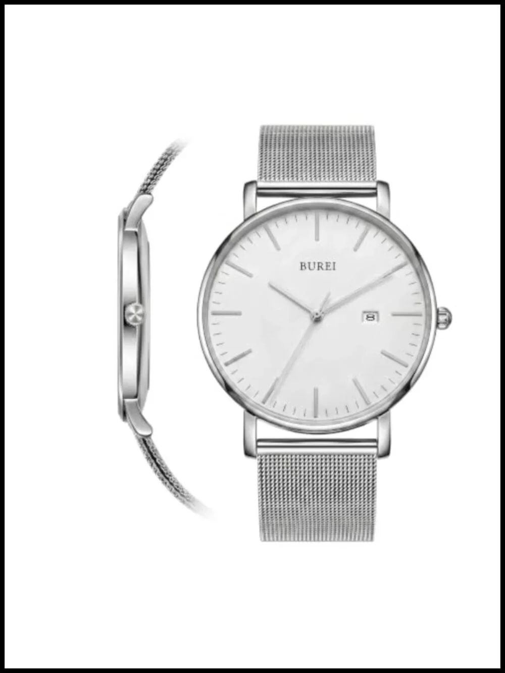Ultra Thin Minimalist Men's Watch Stainless Steel Mesh Band Analog Waterproof